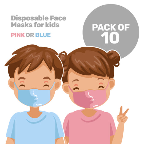 Pack of 10x Disposable Face Masks for Kids