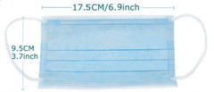 Pack of 50x BLUE MEDICAL Face Mask with CE Mark 3 ply