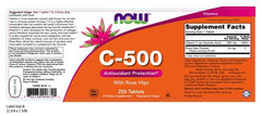 250x Vitamin C 500mg Tablets NOW Foods